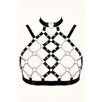 Zincirli Seksi Lastik Göğüs Harness - Brf926