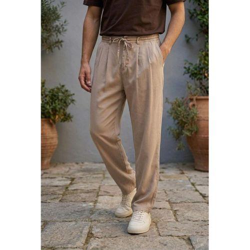Magnus Tensel Kumaş Relaxed Fit Beli Lastikli Yazlık Erkek Pantolon - Kum Beji