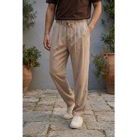 Magnus Tensel Kumaş Relaxed Fit Beli Lastikli Yazlık Erkek Pantolon - Kum Beji