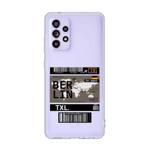 Galaxy A53 5G Uyumlu Berlin Ticket Desenli Premium Şeffaf Silikonlu Telefon Kılıfı