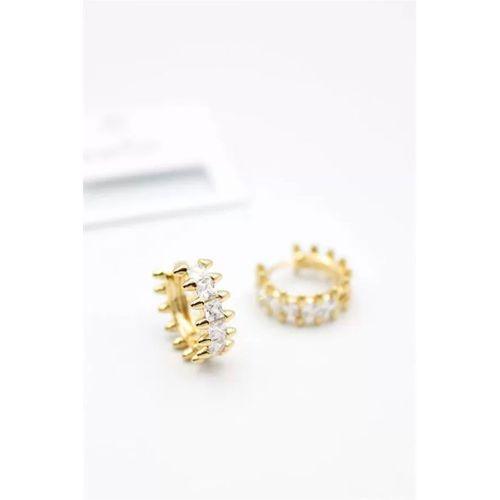 Taşlı Halka Küpe - Altın