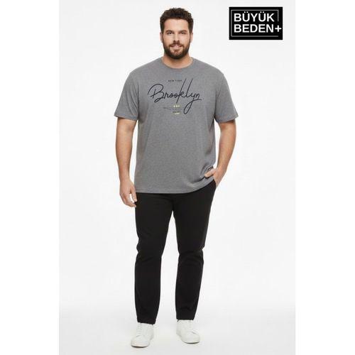 Erkek Büyük Beden El Yazılı Brooklyn Baskılı 3xl-6xl Bisiklet Yaka Tshırt SPR26BTS510-6