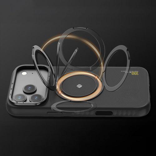 Apple iPhone 17 Pro Max Kılıf M-safe Şarj Özellikli Metal Standlı Lenyes CK225 Kevlar Kapak