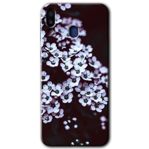 Potkal Hediye Fabrikası Samsung Galaxy M20 Kılıf HD Desen Baskılı Arka Kapak - Beyaz Çiçek