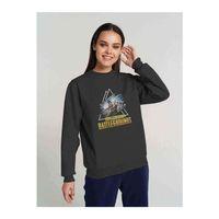 Pubg Üçgen Baskılı Füme Antrasit Kadın Sweatshirt