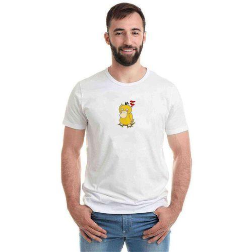 Psyduck Pokemon Saydek Baskılı Beyaz Erkek Tshirt