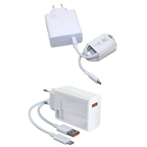 120 Watt Turbo Hızlı Şarj Aleti Seti Hızlı Şarj Adaptörü Beyaz