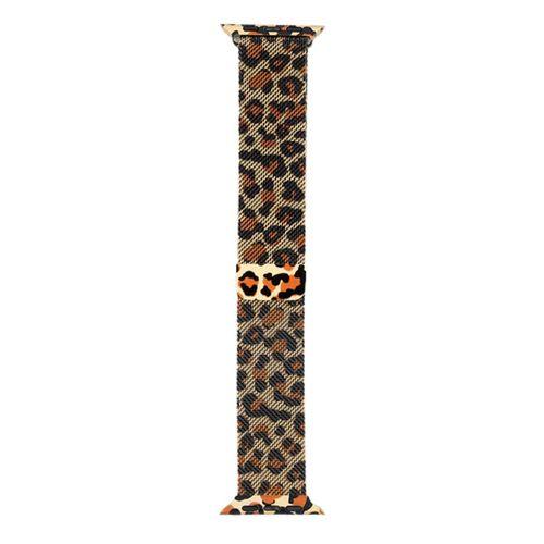 Apple Watch 42mm Zore KRD-01 Leopar Desenli Metal Kordon