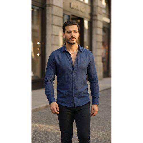 Erkek Uzun Kollu Keten Gömlek