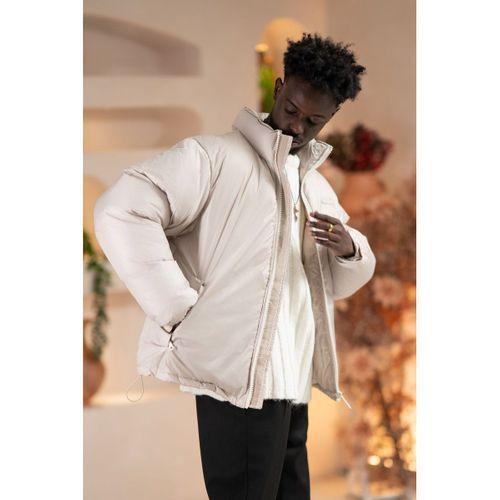 Oversize (Bol Kesim) Dik Yaka Fermuar Kapamalı Şişme Mont