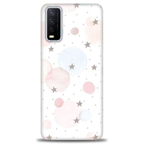 Vivo Y20S Kılıf HD Baskılı Kılıf - Yıldız Puantiye + Tam Ekran Koruyucu