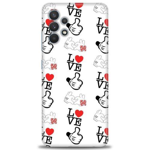 Samsung Galaxy A32 Kılıf HD Baskılı Kılıf - Love Mickey + Tam Ekran Koruyucu