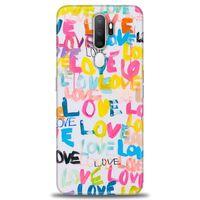 Oppo A5 2020 Kılıf HD Baskılı Kılıf - Renkli Love + Tam Ekran Koruyucu