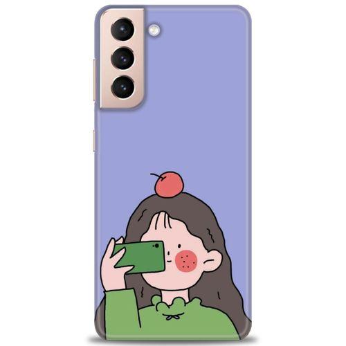 Samsung Galaxy S21 Plus Kılıf HD Baskılı Kılıf - Yeşil Kız + Tam Ekran Koruyucu