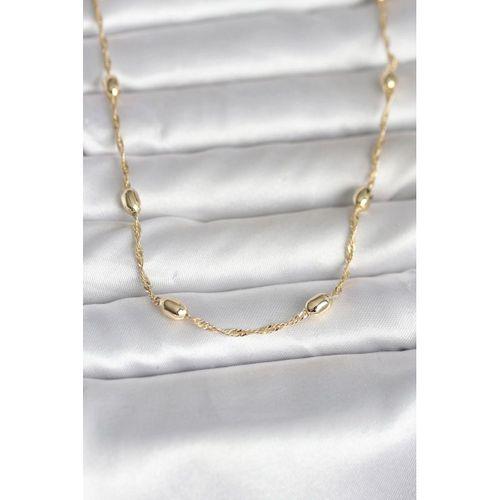 CM 14K Gold Renk Burgu Zincirli Damla Topçuk Model 45 cm Kadın Kolye