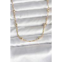 CM 14K Gold Renk Burgu Zincirli Damla Topçuk Model 45 cm Kadın Kolye