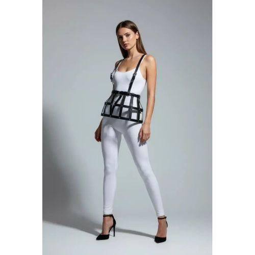 Siyah Etek Deri Bantlı Yapısal Kafes - Brf1252