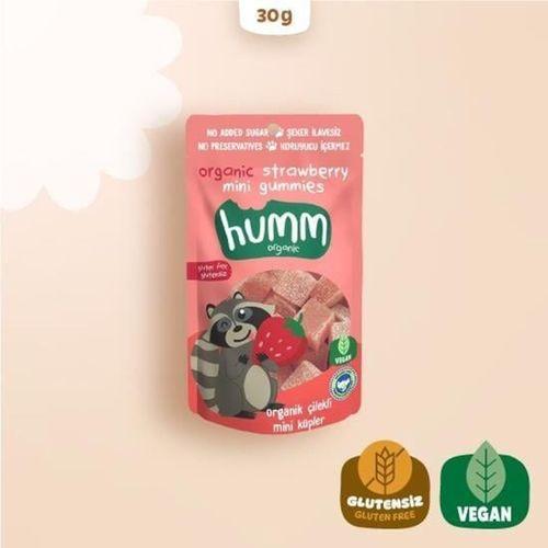 Humm Humm Organik Çilekli Glutensiz Vegan Mini Küpler 30 Gr