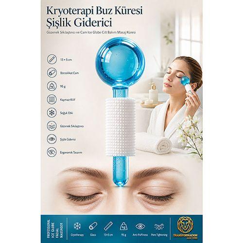 Şişlik Giderici Buz Küresi Yüz Masaj Aleti - Kryoterapi Etkili Gözenek Sıkılaştırıcı ve Orijinal Cam Ice Globe Cilt Bakım Masaj Küresi 723366