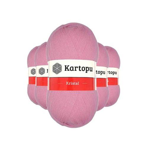 5 Adet Kristal Çift Katlı El Örgü Lif İpi Pembe K774 - kartopu mudanis