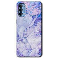 MRCİLETİSİM Oppo Reno 4 Kılıf HD Desen Baskılı Arka Kapak + Temperli Cam - Spots Lilac