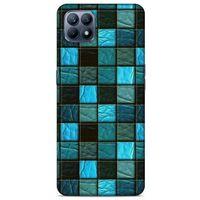 Huawei P40 Lite Kılıf Patchwork (27) Tasarımlı Kılıf Turkuaz Siyah