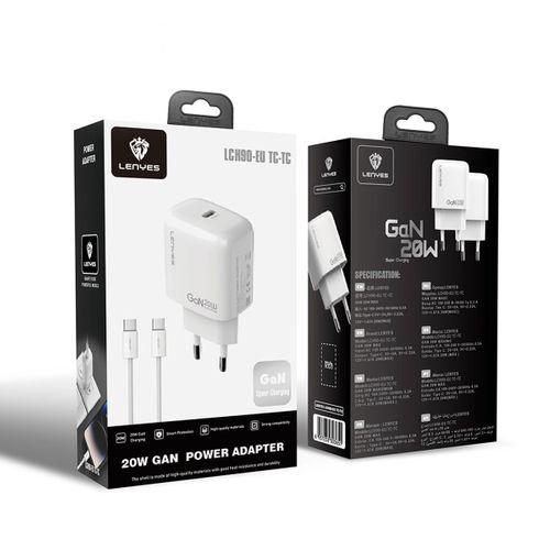 Lenyes LCH90-TC-TC Type-C to Type-C GaN Teknolojili PD Hızlı Şarj Özellikli Şarj Seti 20W