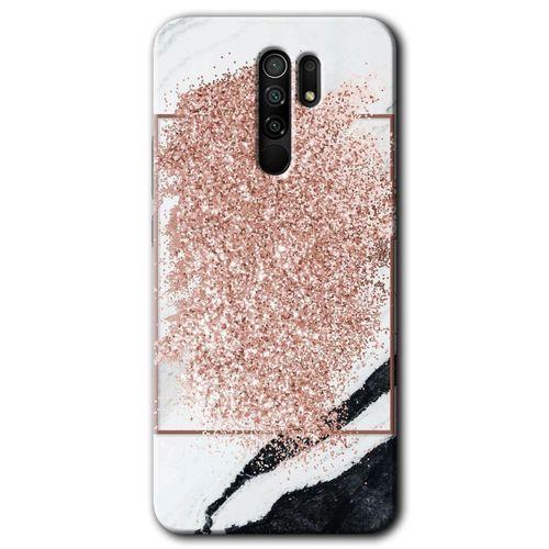 Xiaomi Redmi 9 HD Baskılı Kılıf + 9D Tam Ekran Koruyucu - Simli Mermer