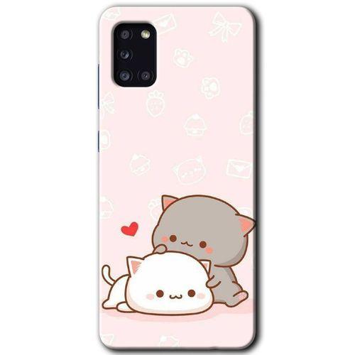 Potkal Hediye Fabrikası Samsung Galaxy A31 Kılıf HD Desen Baskılı Arka Kapak - Kedi Aşkı
