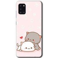 Potkal Hediye Fabrikası Samsung Galaxy A31 Kılıf HD Desen Baskılı Arka Kapak - Kedi Aşkı