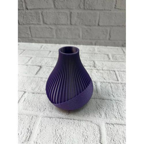 11 Cm Mor Minimal Çizgili Vazo Masa Üstü Şık Dekor Objesi