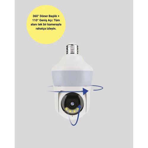 1080p Görüntü Kaliteli Wi-fi Ampul Tipi Güvenlik Kamerası