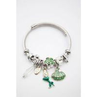Çelik Charmlı Deniz Kızı Bileklik - Yeşil