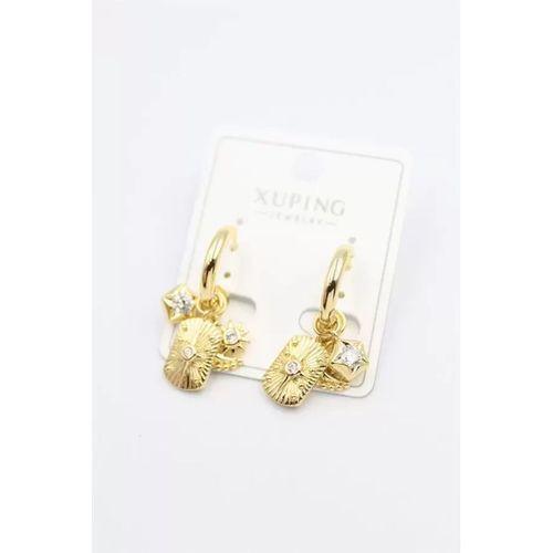 Taşlı Charm Küpe - Altın