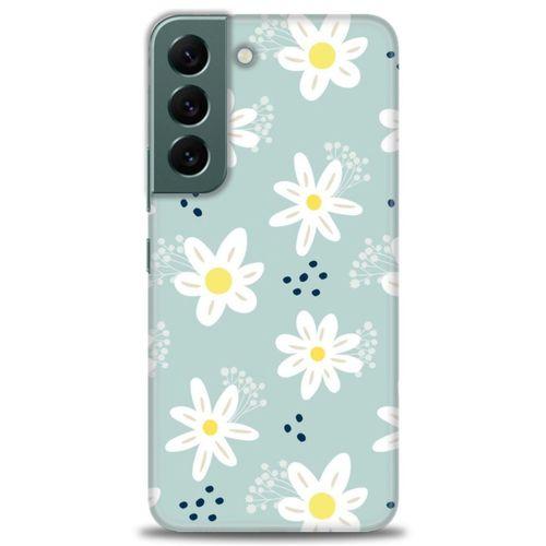 Samsung Galaxy S22 Kılıf HD Baskılı Kılıf - Papatyalar + Tam Ekran Koruyucu