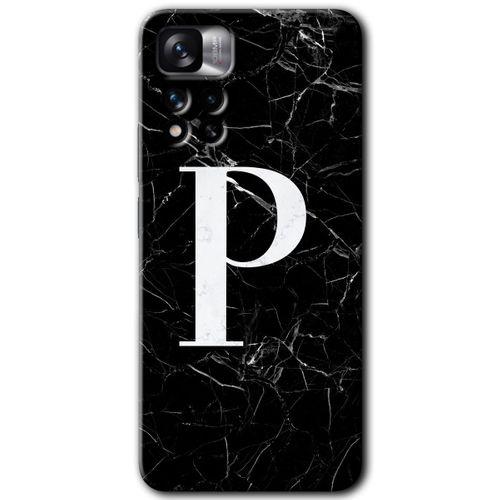 Potkal Hediye Fabrikası Xiaomi Redmi Note 11 Pro Plus 5G Kılıf HD Desen Baskılı Arka Kapak - Siyah Mermer Desenli O Harfi