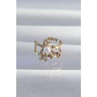 Pirinç Gold Renk İncili Ahtapot Earcuff Küpe