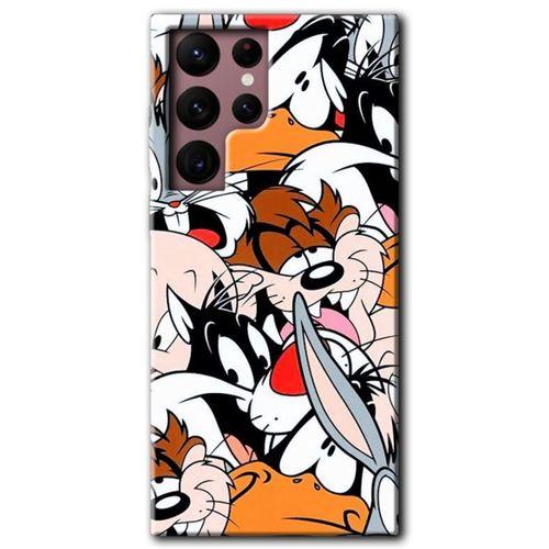 MRCİLETİSİM Samsung Galaxy S22 Ultra Kılıf HD Desen Baskılı Arka Kapak + Temperli Cam - Karakterler
