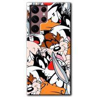 MRCİLETİSİM Samsung Galaxy S22 Ultra Kılıf HD Desen Baskılı Arka Kapak + Temperli Cam - Karakterler