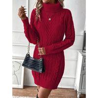 Kadın Balıkçı Yaka Mini Triko Elbise