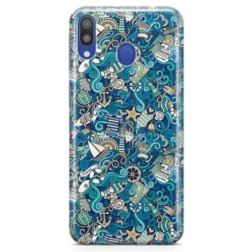 Samsung Galaxy M20 Kılıf Doodle Gemi Turları Arka Kapak Koruma Desenli Full Koruyucu