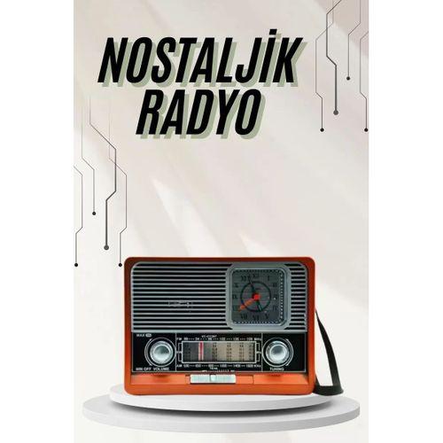 Saatli Fenerli Bluetooth Nostaljik Radyo Aux Sd Usb Girişli Bluetooth Hoparlör