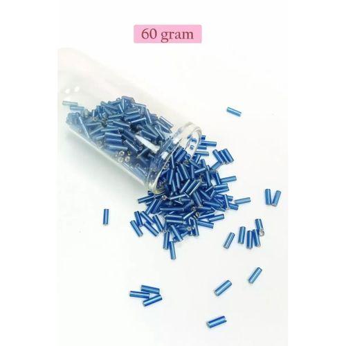 Uzun Boru Kesme Boncuk Çap 2mm Uzunluk 10 mm - 60 Gram - Mavi - BNC281