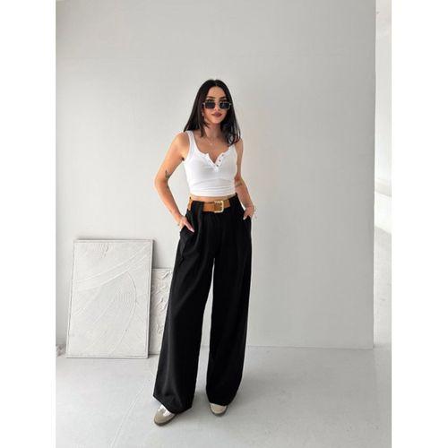 Kadın Pileli Kemerli Pantolon