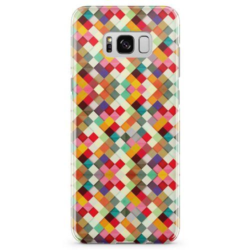 Samsung Galaxy S8 Plus Kılıf Karo Taşlar Arka Kapak Koruma Desenli Full Koruyucu