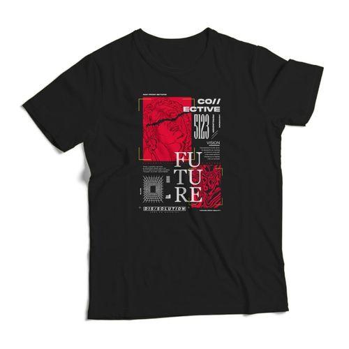 Siyah Oversize Unisex Pamuk Tişört Future Co Baskılı BDKTSHRT303