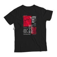 Siyah Oversize Unisex Pamuk Tişört Future Co Baskılı BDKTSHRT303