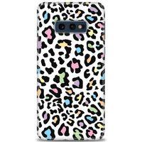 Samsung Galaxy S10E Kılıf HD Baskılı Kılıf - Renkli Leopar + Tam Ekran Koruyucu