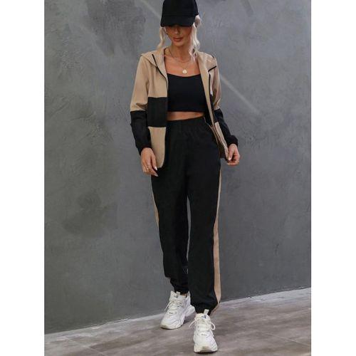 Kadın Uzun Kollu Kapşonlu önden Fermuarlı Viskon Iki Iplik Bluz Ve Pantolon Ikili Takım