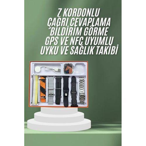 7 Kordonlu Akıllı Saat Plastik Kordon Hasır Kordon Çelik Kordon